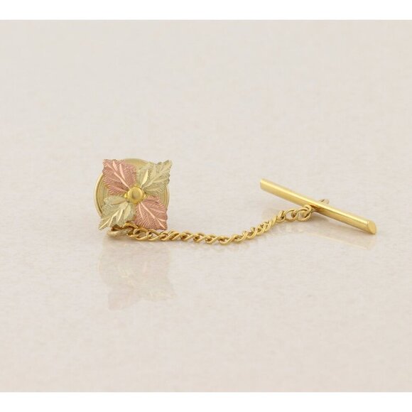 Black Hills Gold Other - Mens 10k Yellow Gold Rose Gold Leaf Tie Tack Pin Lapel Pin Black Hills Gold 3/8"